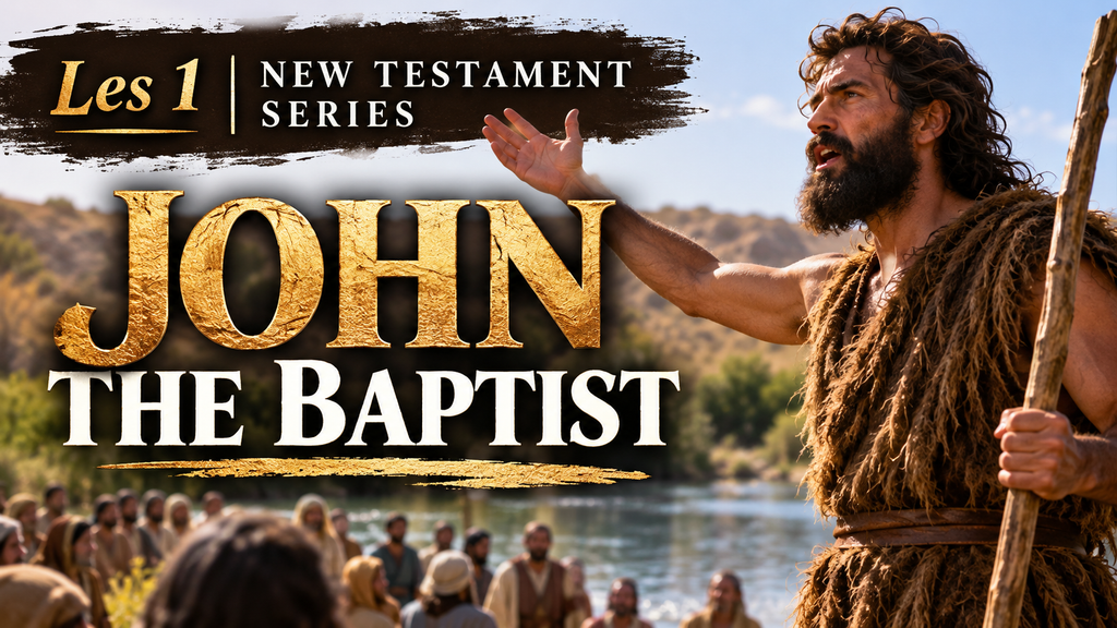 John the Baptist: Preparing the Way for Jesus wide cinematic thumbnail style graphic for a video